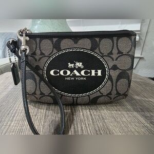 Coach Signature Large Covered Canvas Wristlet - Like New